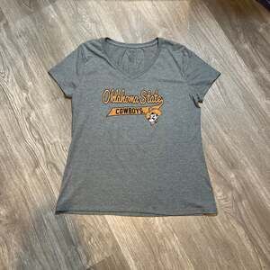 National Collegian Oklahoma State Cowboys V-Neck Heather Gray T-Shirt Size Large